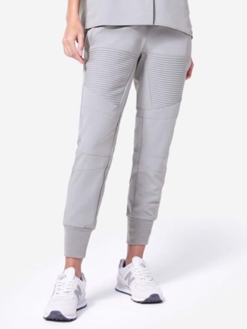Figs Technical Collection Pants Womens S Jogger Moto Scrub Zipper Pockets Gray